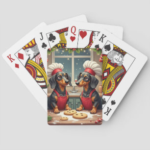 Jeu De Cartes Préparateurs de biscuits de Noël Teckel Peinture d