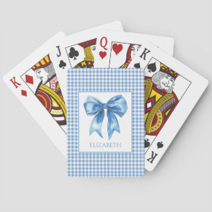 Jeu De Cartes Préppy bleu et blanc En vichy et fond