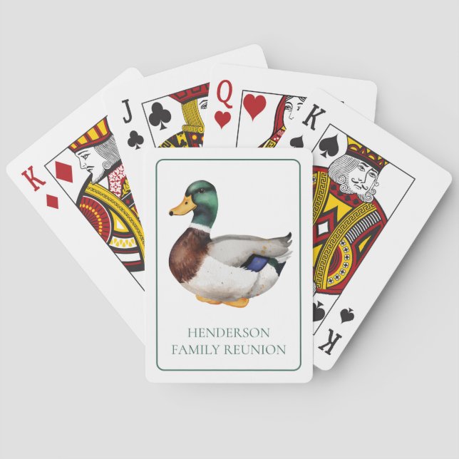 Jeu De Cartes Preppy Mallard Duck Personnalisé (dos)