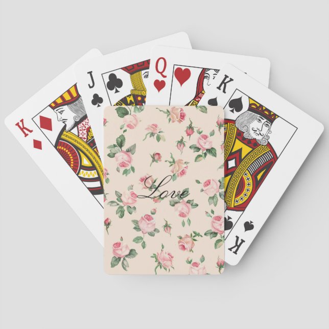 Jeu De Cartes Pretty Pink Roses Floral (dos)