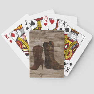 Jeu De Cartes Primitive Wood grain Western country cowboy boots