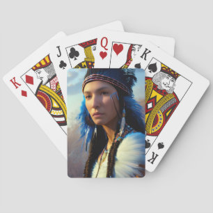 Jeu De Cartes Princesse de guerrier amérindienne noire et blanch