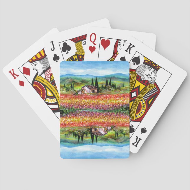 JEU DE CARTES PRINTEMPS DANS LES ZONES FLEURIES DU PAYSAGE TOSCA (dos)