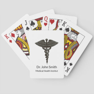 Jeu De Cartes Professionnel Simple Médicale Caduceus Noir Blanc