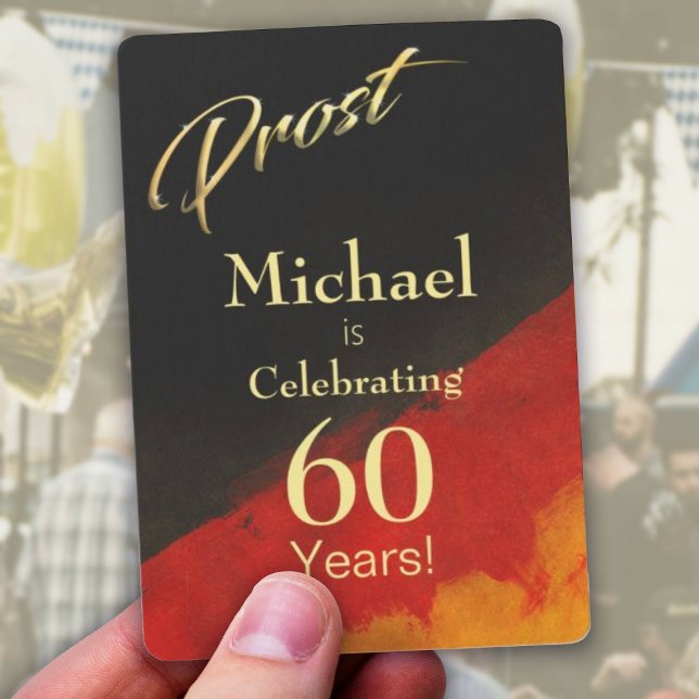 Jeu De Cartes Prost Black Red Gold 60e anniversaire (Prost (Cheers) to 60 Years Happy Birthday Personalized Playing Cards Modern Black Red Gold Design.)