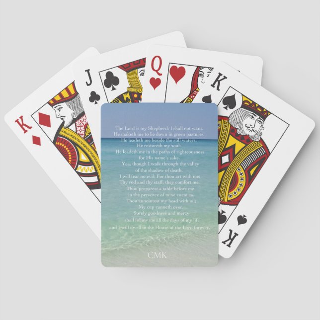 Jeu De Cartes Psaume 23 Bible Verse Belle Plage Monogramme (dos)