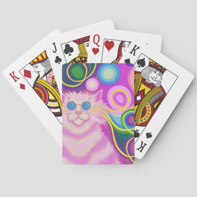 Jeu De Cartes Psy-cat-delic Pink jouant aux cartes (dos)