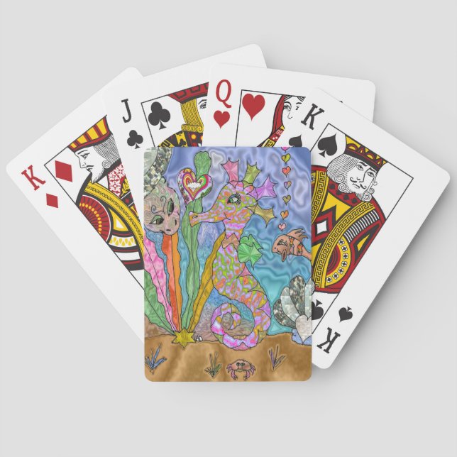 Jeu De Cartes Psychedelic Seahorse Sea Turtle Art (dos)