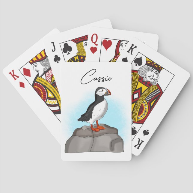 Jeu De Cartes Puffin à main fine personnalisé (dos)