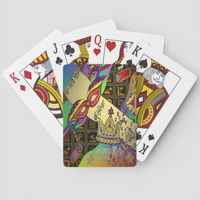 Jeu De Cartes Purim Esther Célébration Art foncé Imprimer (dos)