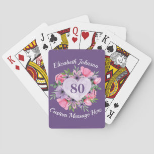 Jeu De Cartes Purple 80e anniversaire Personnalisé Cartes de jeu