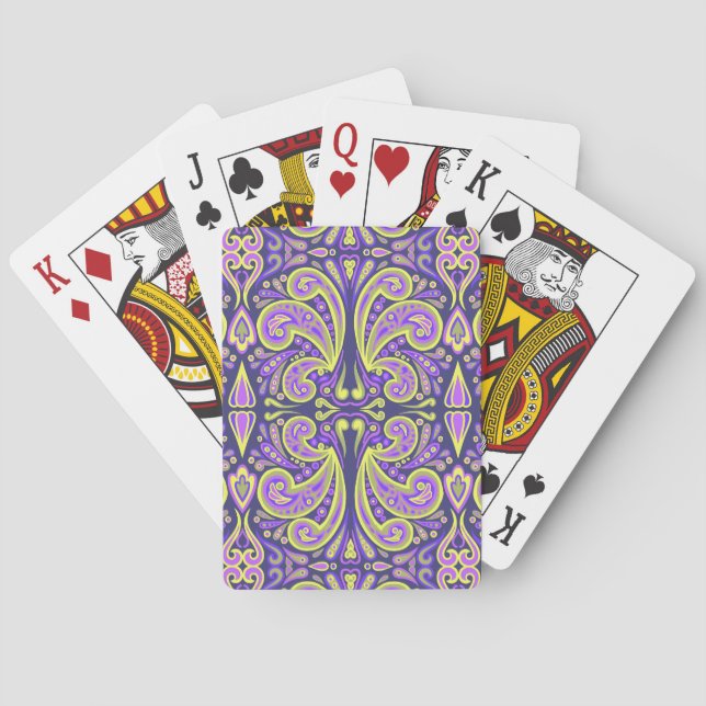 Jeu De Cartes Purple Damask Design Classic Playing Cartes (dos)