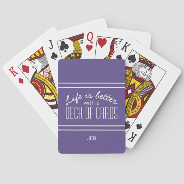 Jeu De Cartes Purple Life is Better Quote Custom Initials Text (dos)