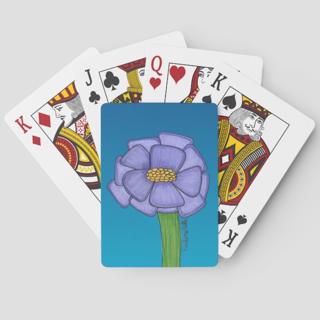 Jeu De Cartes Purple Square Flower with Blue background (dos)