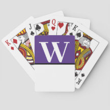 Purple & White College Monogramme Jouer Cartes