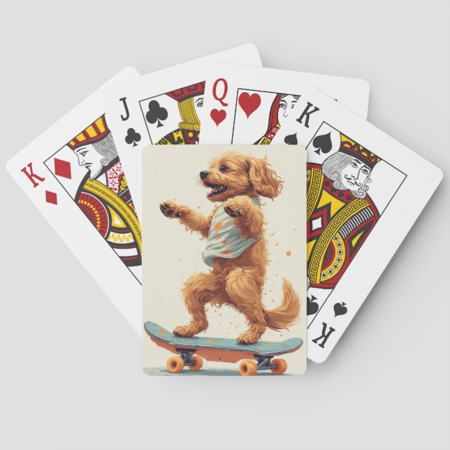 Jeu De Cartes Puzzle de chien qui fait du skateboard (dos)