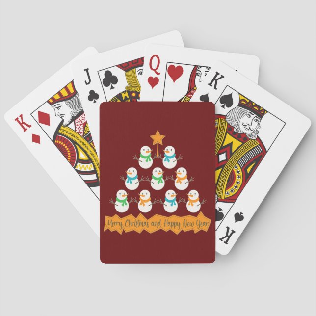 Jeu De Cartes Pyramide des sapins de Noël faite de bonhommes de  (dos)