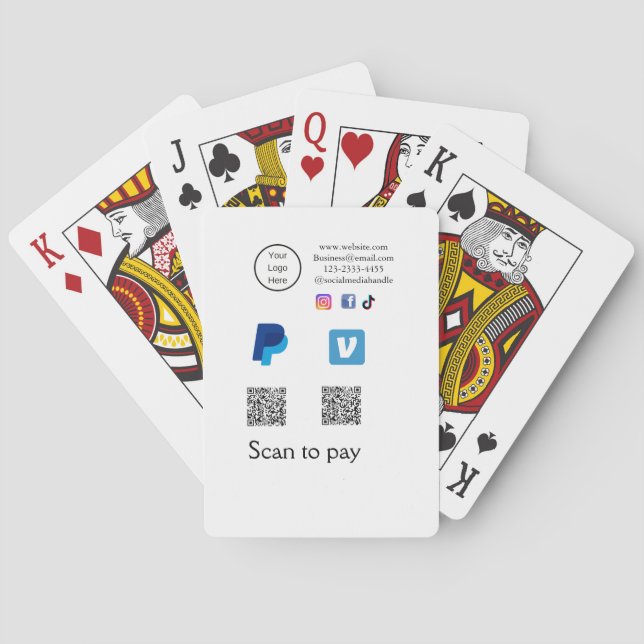 Jeu De Cartes Q R code PayPal venmo scanner payer ajouter médias (dos)