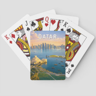 Jeu De Cartes Qatar Illustration Voyage Art Rétro