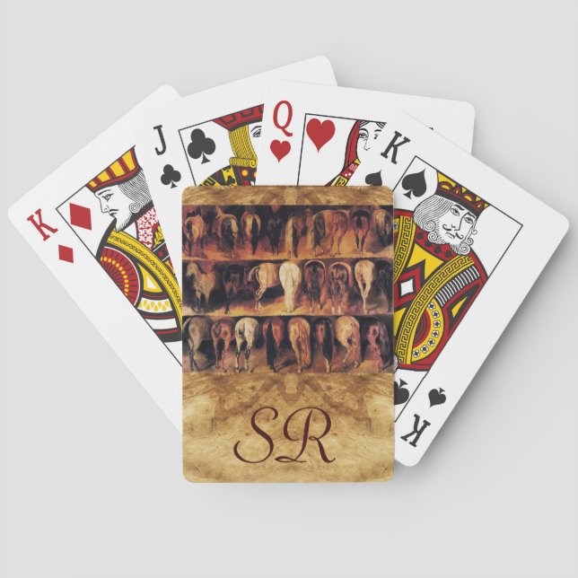Jeu De Cartes Quartier arrière des chevaux, Monogramme de parche (dos)
