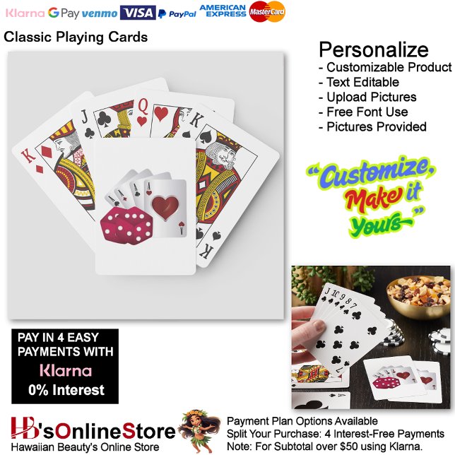 Jeu De Cartes Quatre cartes de jeu As & Red Dice (Four Aces & Red Dice Playing Cards.)