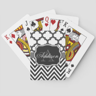 Jeu De Cartes Quatrefoil Chevron Monogram