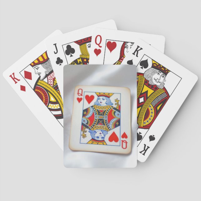Jeu De Cartes Queen of Hearts On White Satin Fabric (dos)