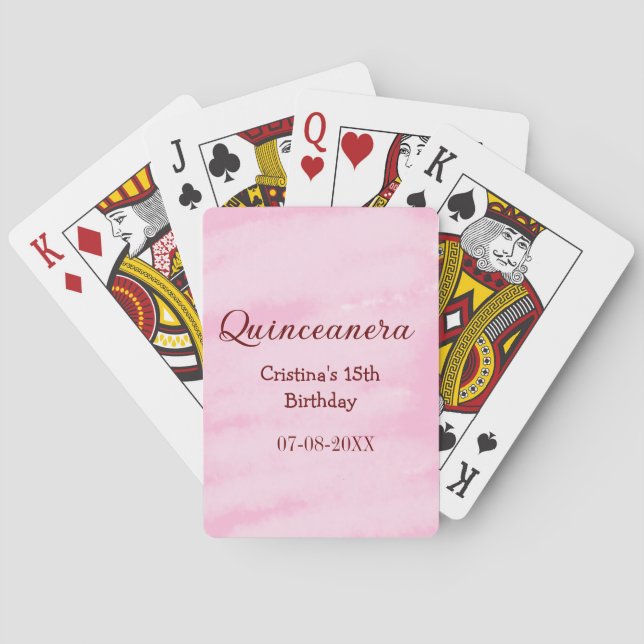 Jeu De Cartes Quinceanera anos 15e anniversaire ajouter nom text (dos)