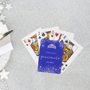 Jeu De Cartes Quinceanera royal bleu argent parties scintillant 