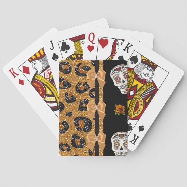 Jeu De Cartes RAB Rockabilly Gold Leopard Print Sugar Skulls (dos)