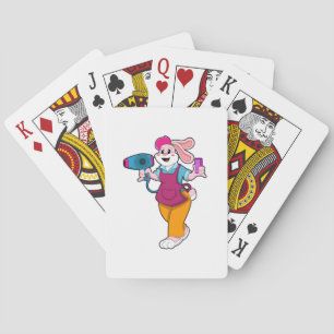 Jeu De Cartes Rabbit as Hairdresser with Hair dryer & Comb