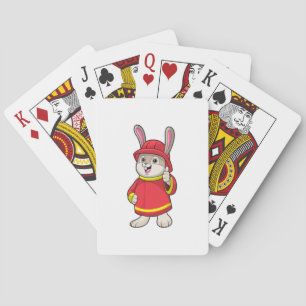Jeu De Cartes Rabbit comme pompier avec casque
