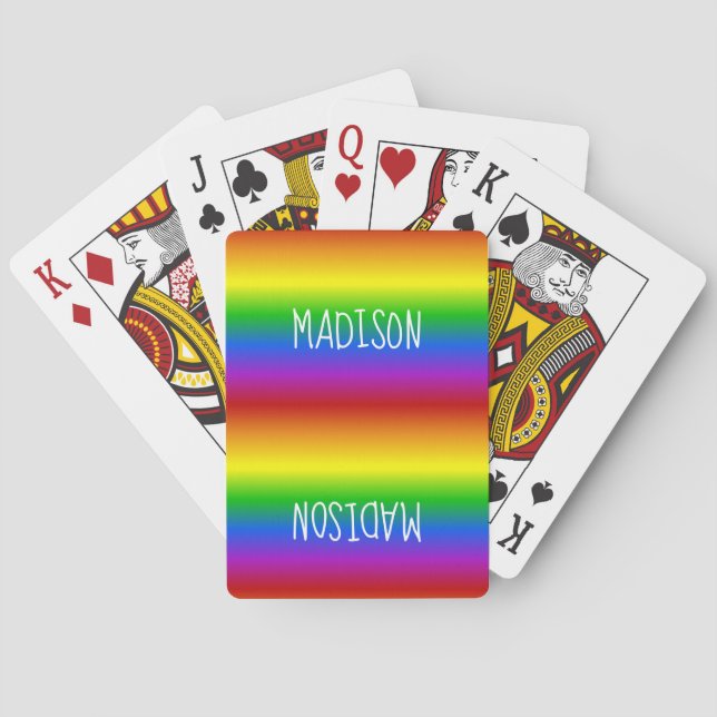 Jeu De Cartes Rainbow Colours nom personnalisé lecture de cartes (dos)