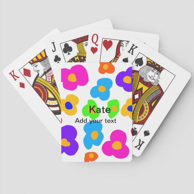 Jeu De Cartes Rainbow flower pride amour ajouter nom texte lqbtq (dos)