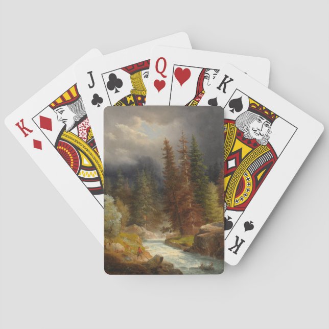 Jeu De Cartes Randonnée à côté d'une rivière torrentielle (dos)