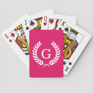 Jeu De Cartes Raspberry Wht Wheat Laurel Wreath Première monogra