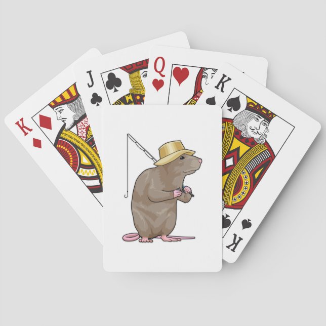 Jeu De Cartes Rat à la pêche avec bâton de pêche (dos)