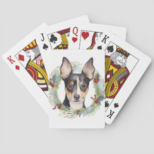 Jeu De Cartes Rat Terrier Fête de Noël Wreath Pup