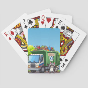 Jeu De Cartes Raton laveur mignon et camion de "nourriture"