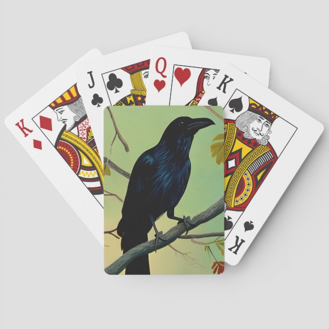 Jeu De Cartes Raven De Plaisir Entouré Sur Branche (dos)