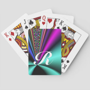 Jeu De Cartes Rayons de fractales brillamment colorés avec monog