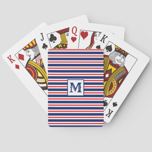 Jeu De Cartes Rayures d'été Monogramme Océan (dos)