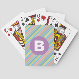Jeu De Cartes Rayures diagonales colorées de bonbons Monogramme