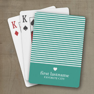 Jeu De Cartes Rayures modernes avec Monogramme cardiaque haut de