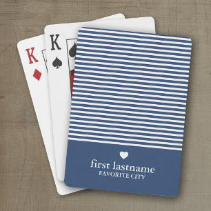 Jeu De Cartes Rayures modernes avec Monogramme de Coeur Haut de 
