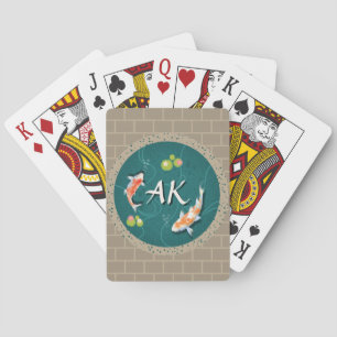 Jeu De Cartes Réaliste Vert Japonais Koi Poisson Pond