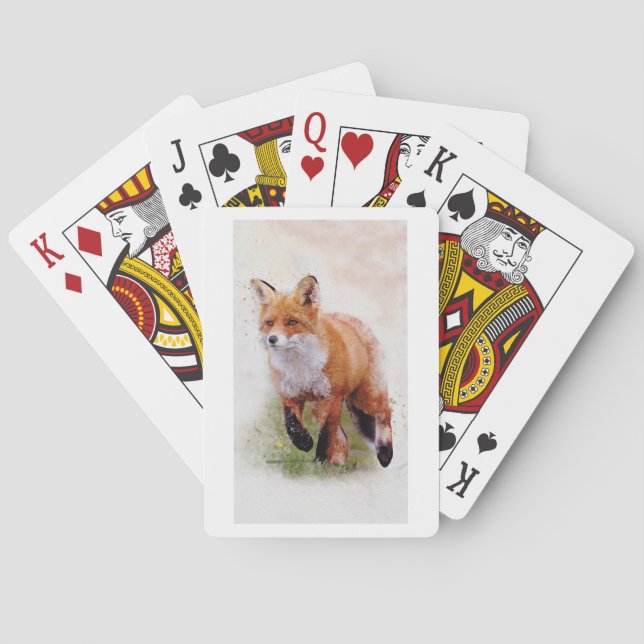 Jeu De Cartes Red fox jouer aux cartes - aquarelle faune (dos)