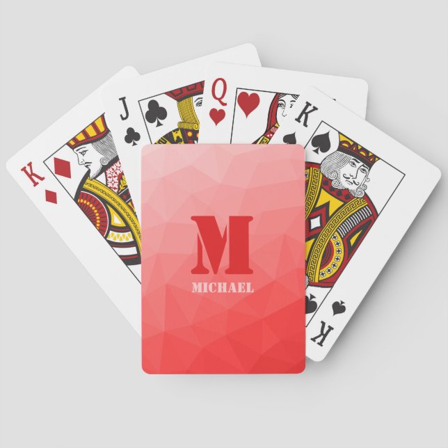 Jeu De Cartes Red geometric mesh pattern Monogram (dos)