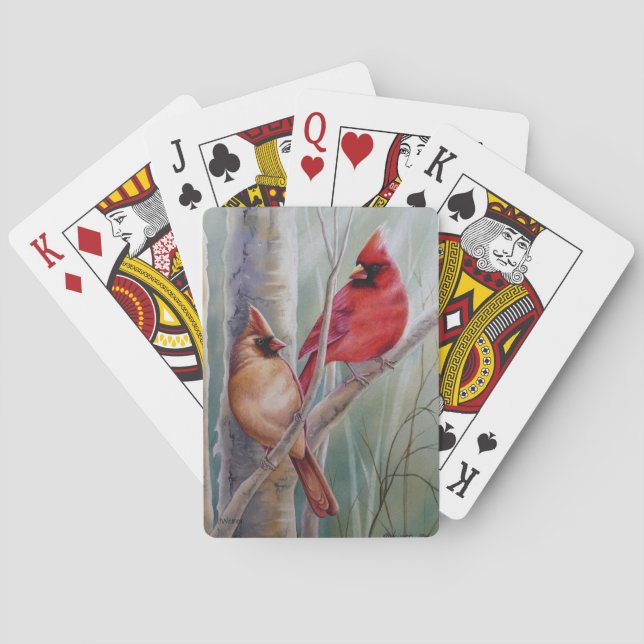 Jeu De Cartes Red Northern Cardinal Bird Pair Aquarelle Art (dos)