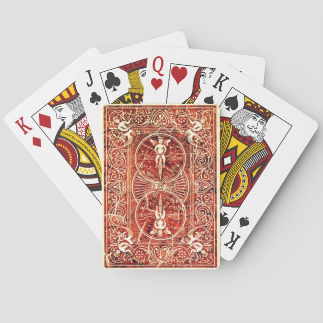 JEU DE CARTES RED WHITE FLORAL SWIRLS (dos)